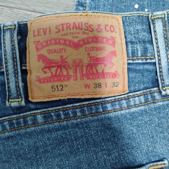 Levi's 512 38x31 Slim Tapered Manufactured Paint Splattered Jeans - Picture 3 of 16